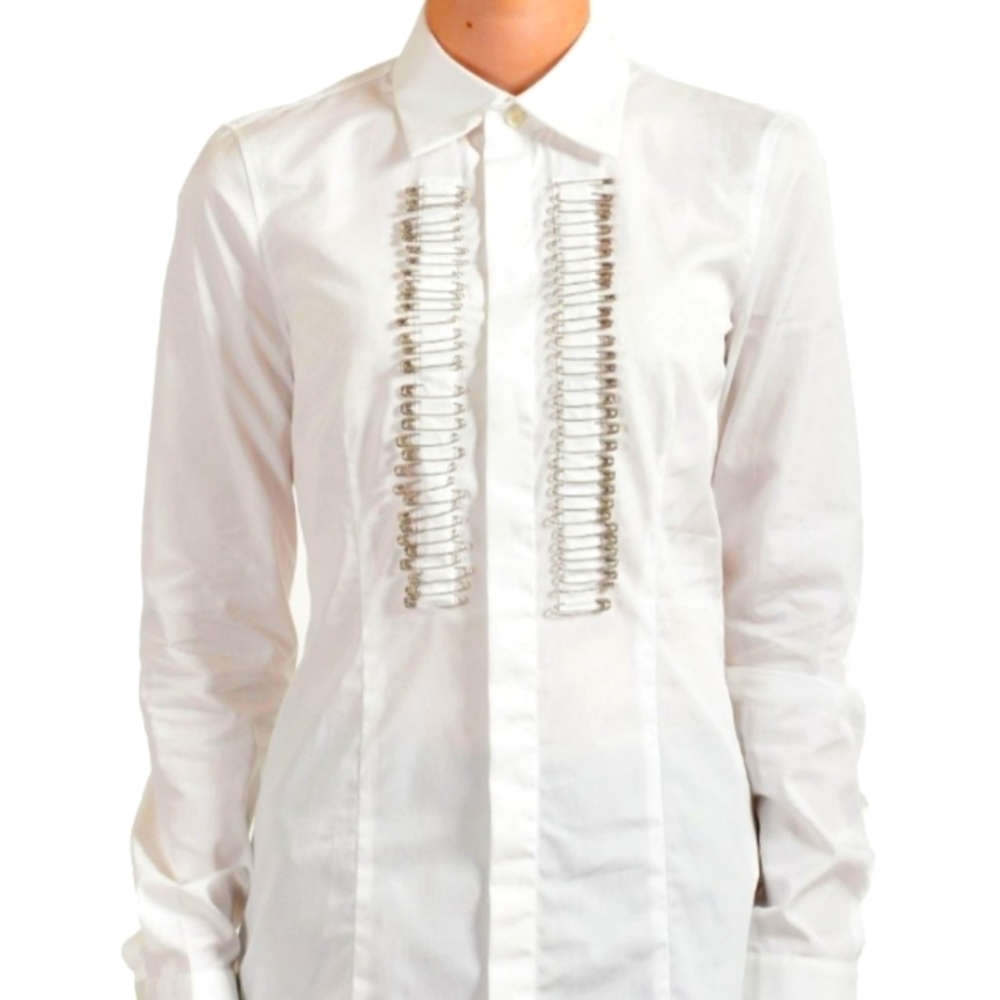 Blouse shirt long sleeve pins decorated